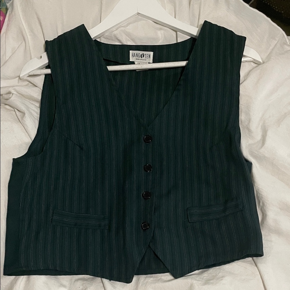 Hang Ten Forest Green Striped Vest